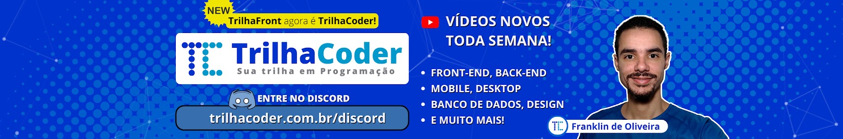 Banner do canal TrilhaCoder no YouTube.